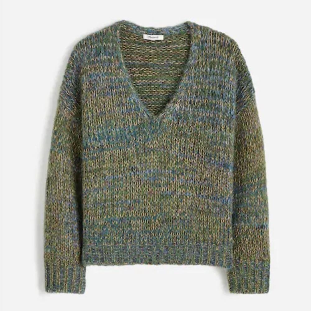 NWT Madewell Marled V-Neck Sweater Alpaca Merino Blend ,‎ size XS (138$)